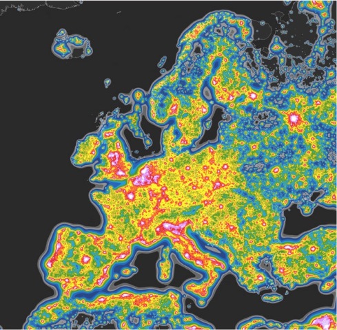 Immagine nuovo atlante mondiale inquinamento luminoso