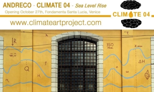 Sea Level Rise: il wall painting a Venezia descrive le stime sull innalzamento delle acque fino al 2200. Fonte: http://www.climateartproject.com/