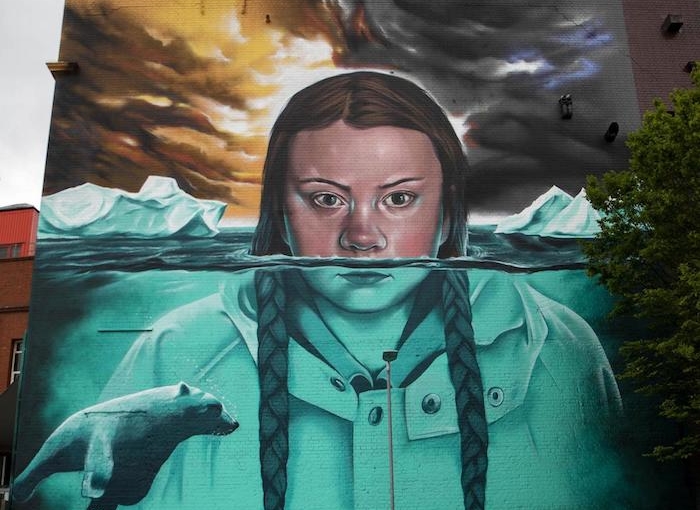 murale Greta Bristol riscaldamento globale
