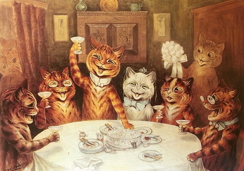 gatti in un dipinto di Louis Wain