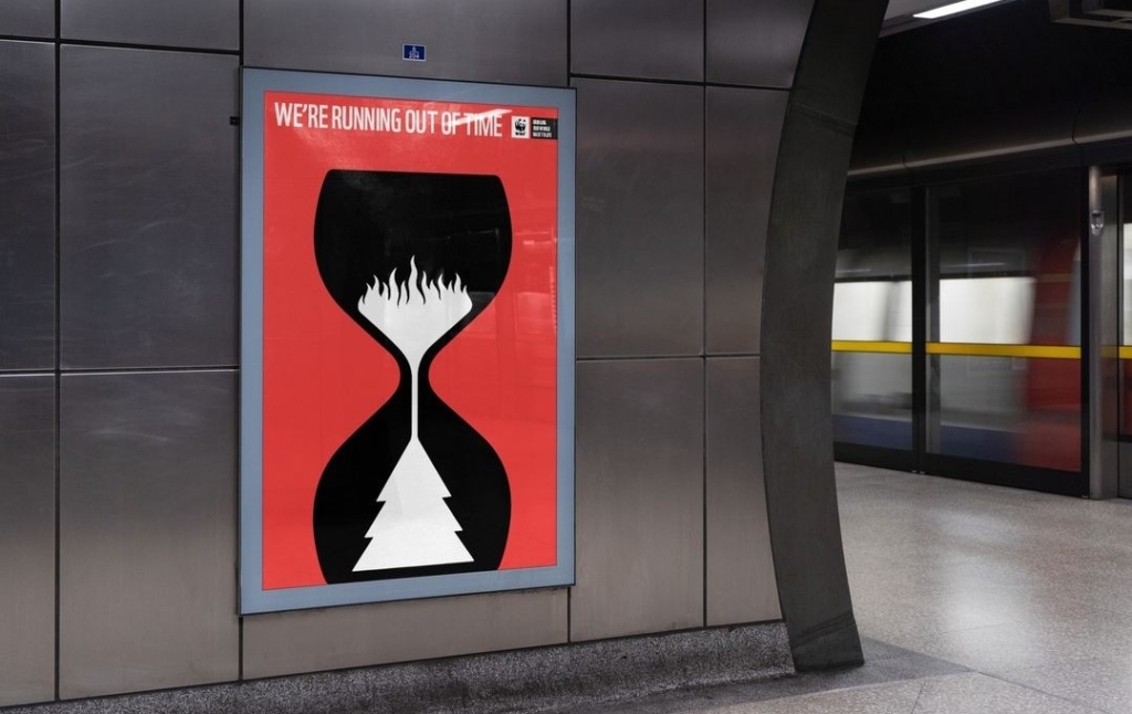 We're running out of time illustrazione di Noma Bar per la campagna del WWF UK 