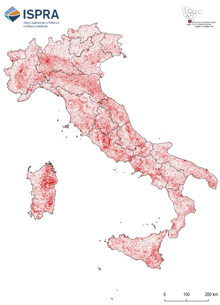  mappa di ISPRA le aree soggette a desertificazione In Italia